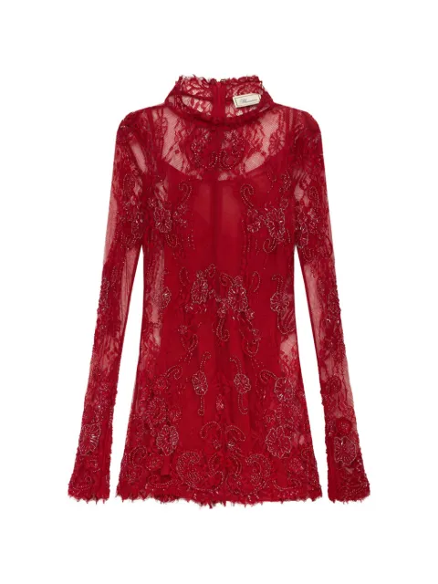 Blumarine long-sleeve embroidered mini dress