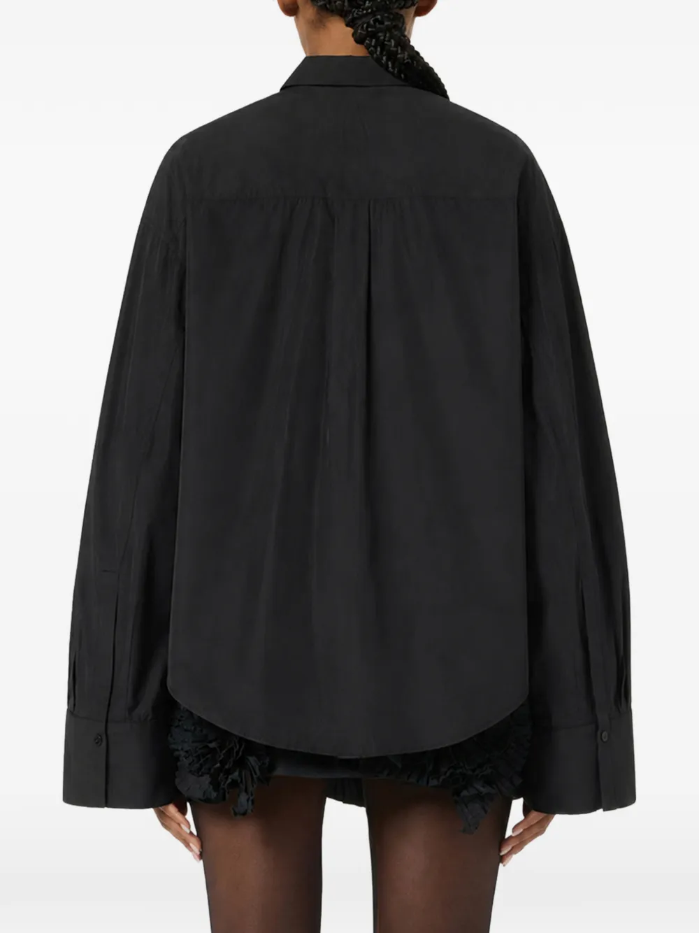 Blumarine Taffeta blouse met roospatch Zwart