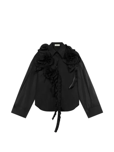 Blumarine chemise en taffetas à appliqué floral