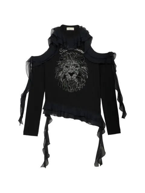 Blumarine T-shirt con ruches e strass