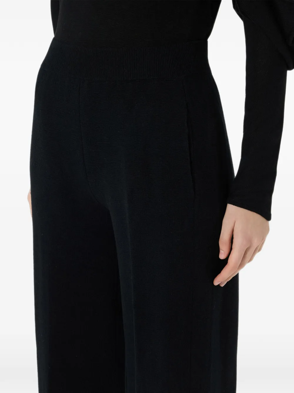 Blumarine Wollen broek met geribbelde tailleband Zwart