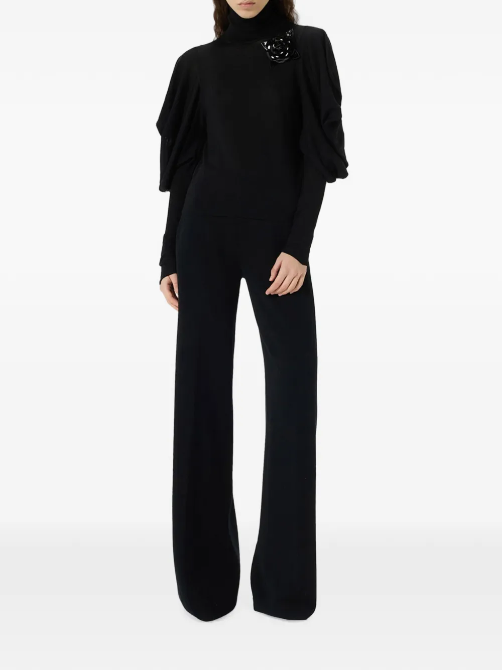 Blumarine Wollen broek met geribbelde tailleband Zwart