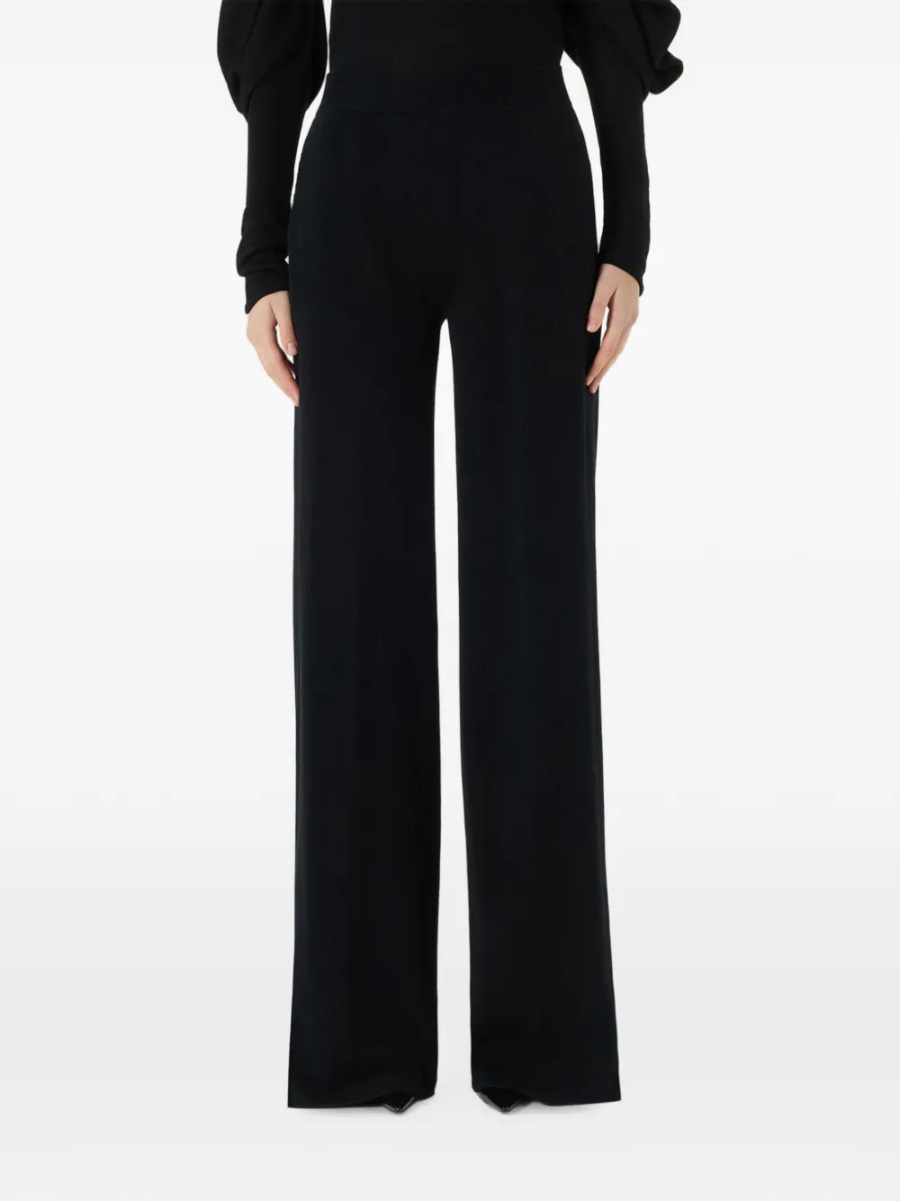 Blumarine Wollen broek met geribbelde tailleband Zwart