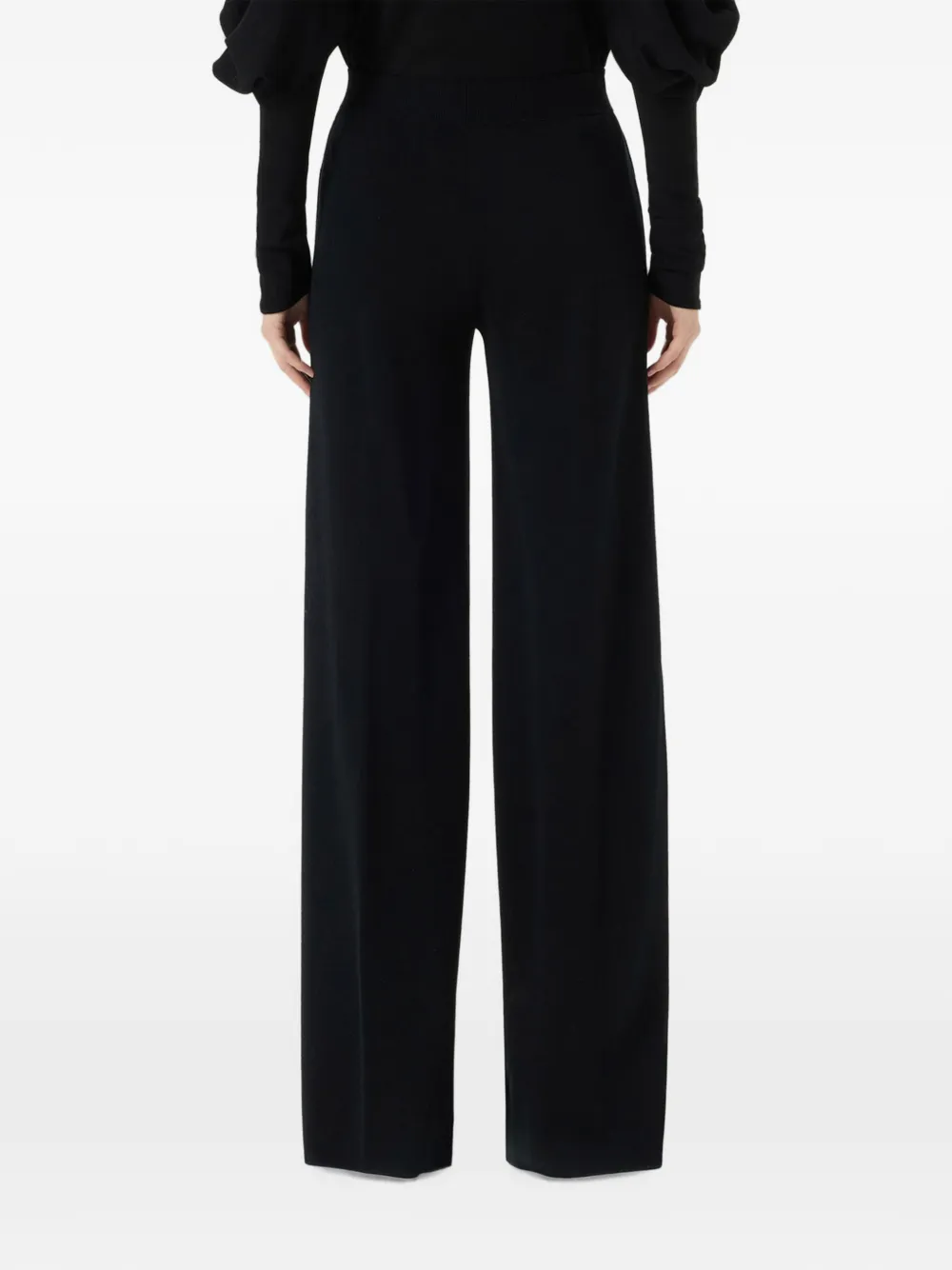 Blumarine Wollen broek met geribbelde tailleband Zwart