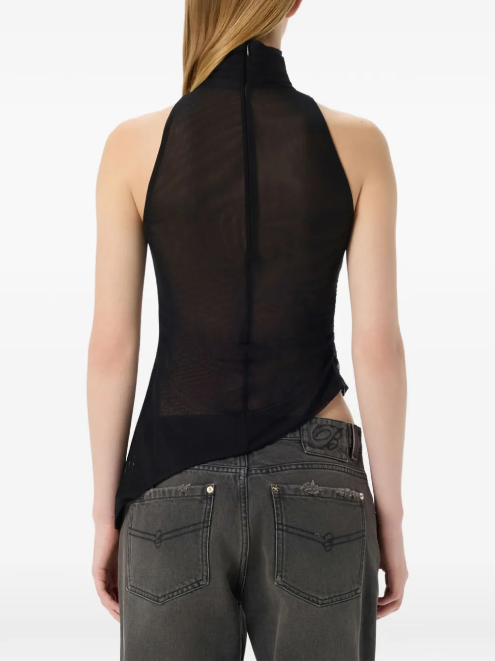 Blumarine Tulen top met pailletten Zwart