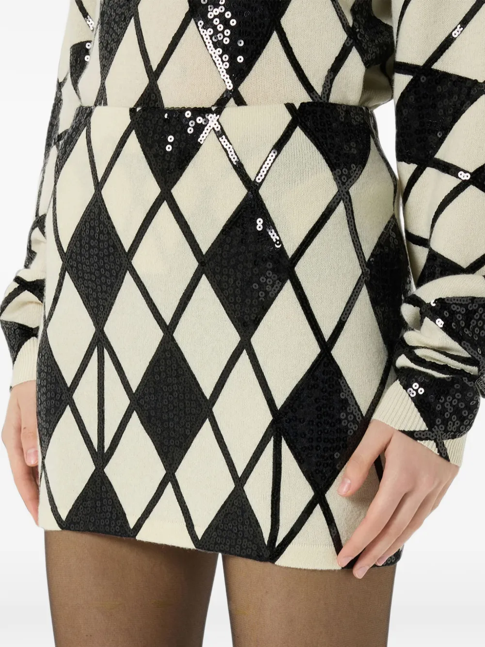 Blumarine Gebreide mini-rok verfraaid met pailletten Wit