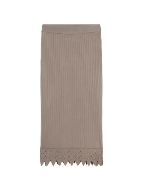 Blumarine falda lápiz midi de canalé con bordes festoneados