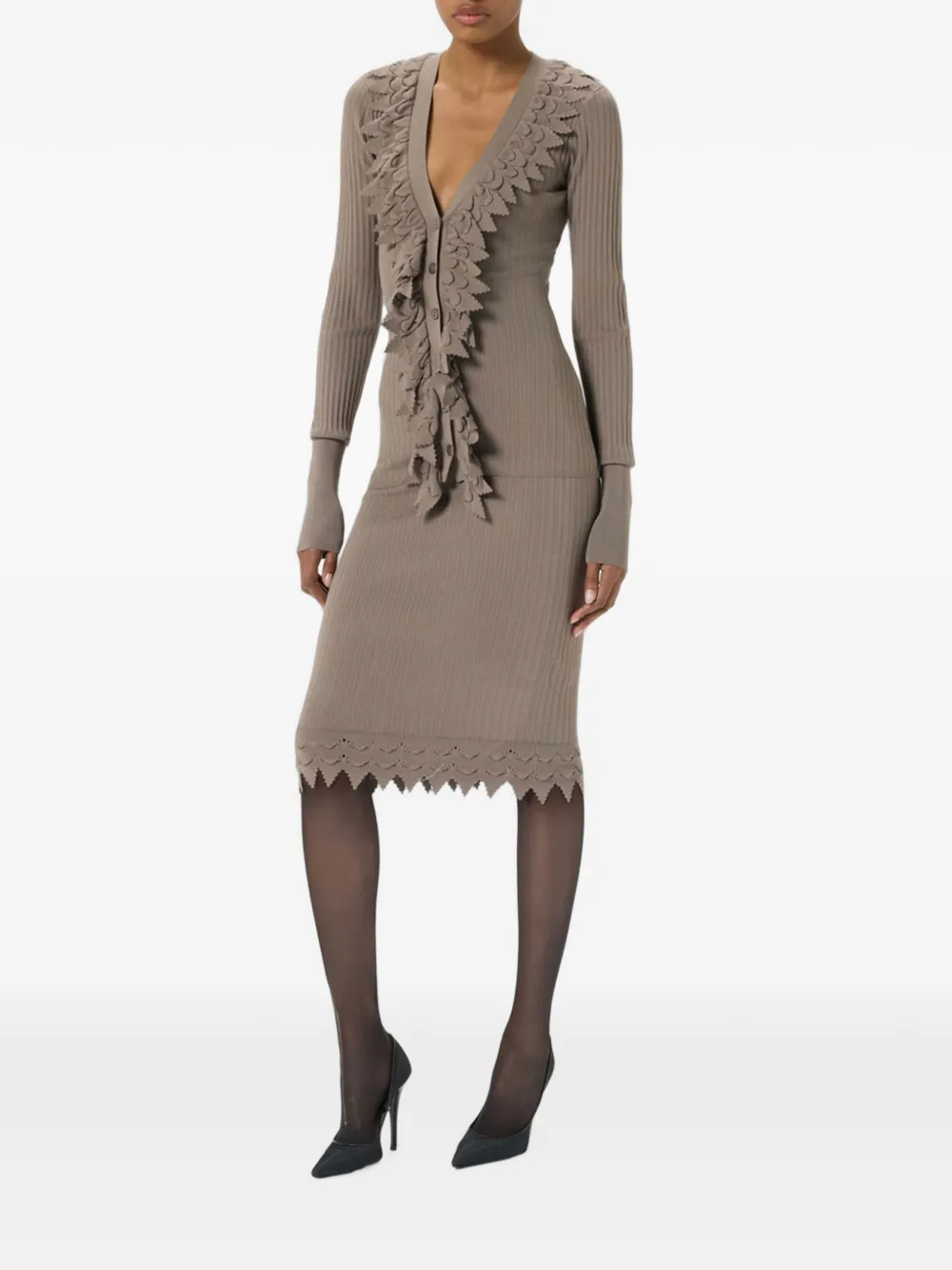 Blumarine Geribbelde kokerrok met gewelfde afwerking Beige