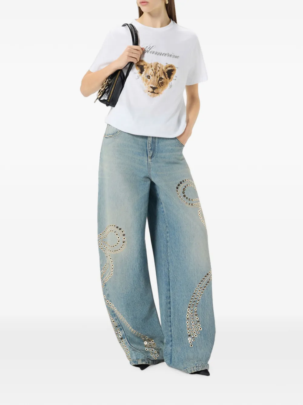 Blumarine T-shirt met stras Wit