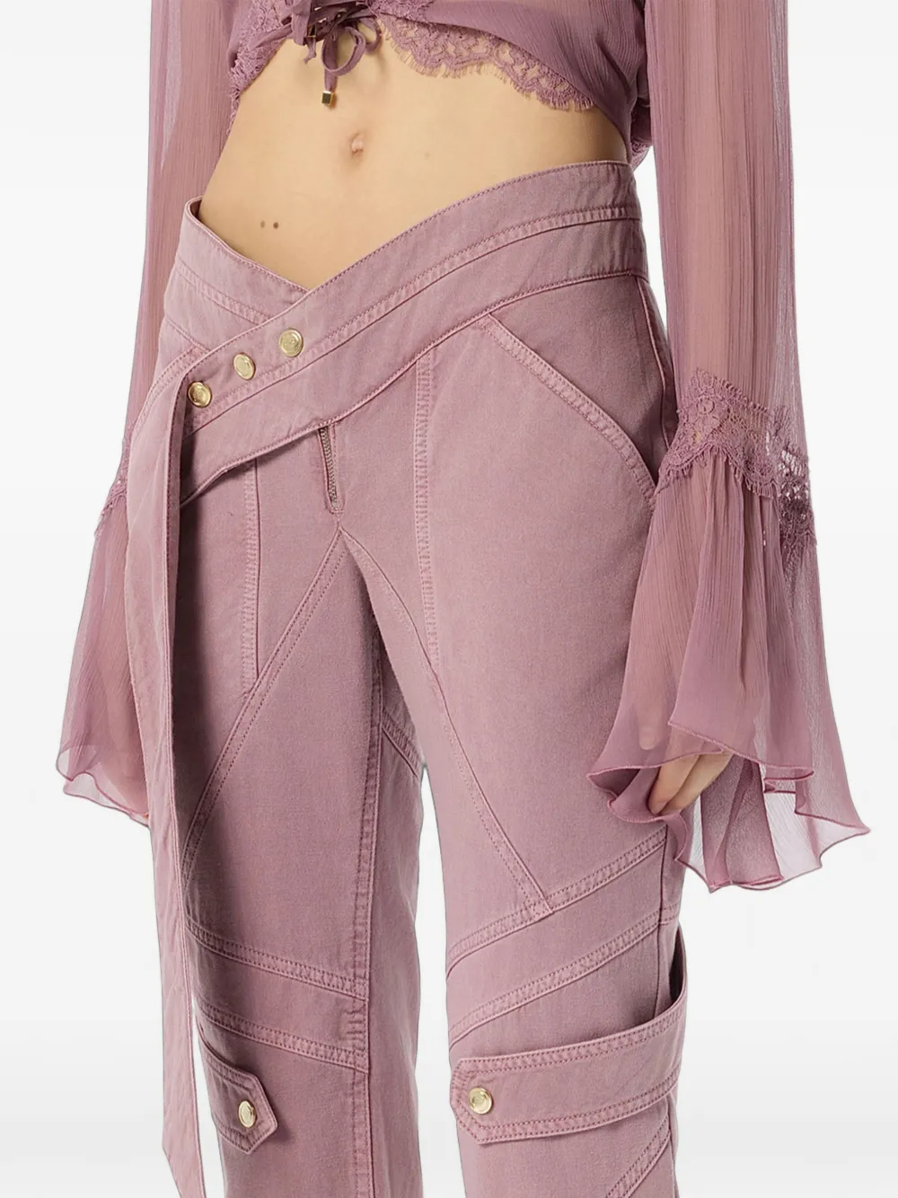 Blumarine Cargo broek met ceintuur Roze