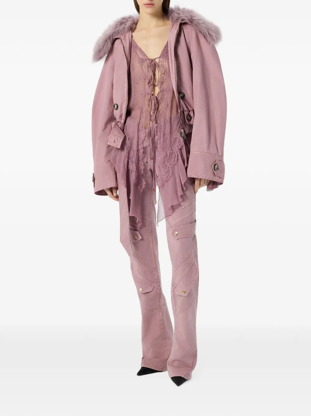 Blumarine Cargo broek met ceintuur Roze