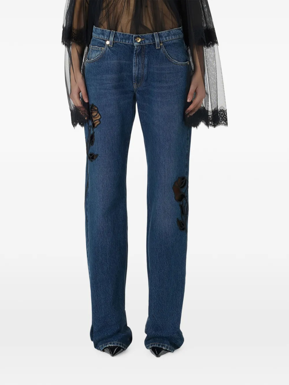 Blumarine Jeans met borduurwerk Blauw