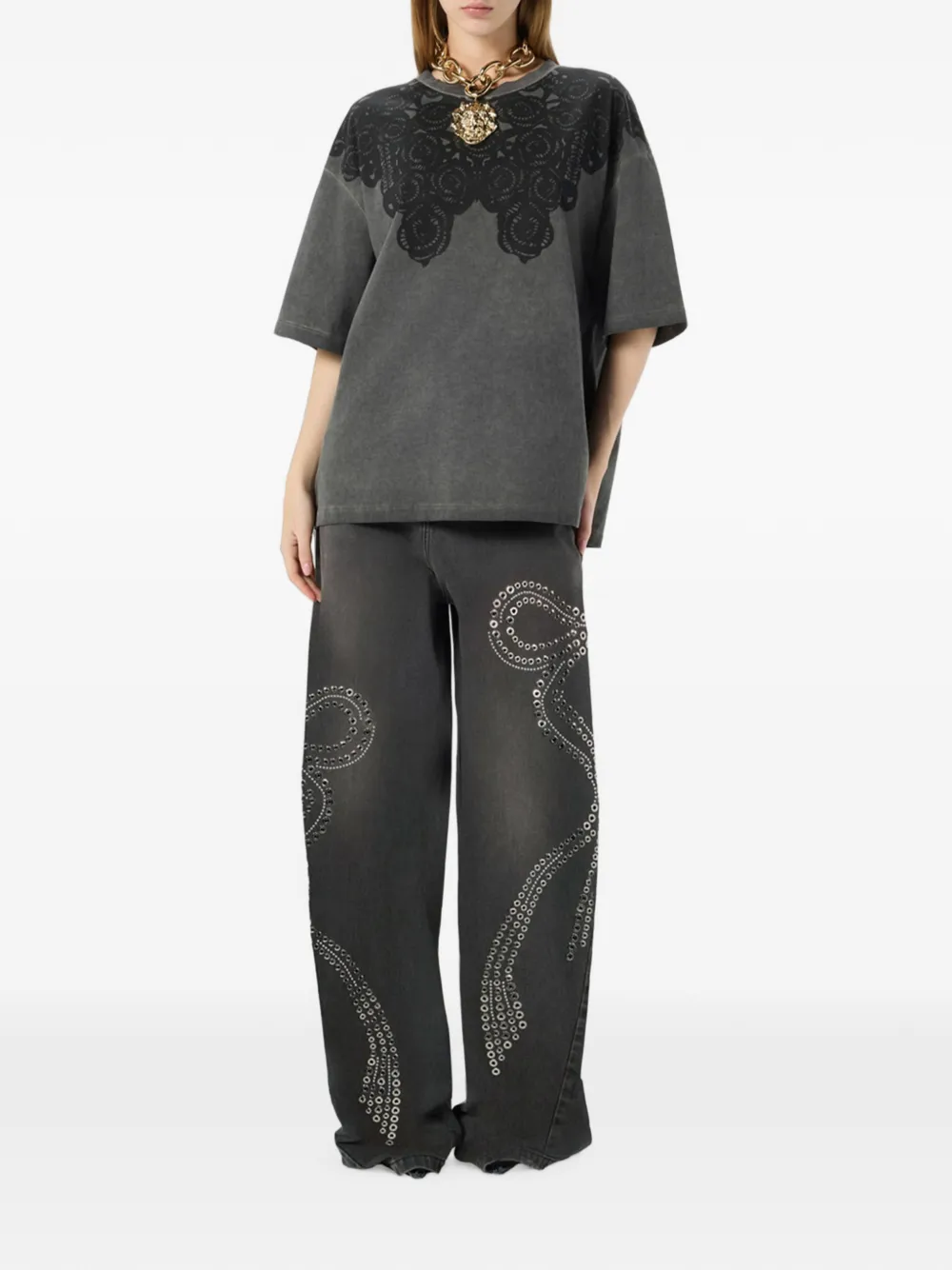 Blumarine Jeans verfraaid met studs Grijs