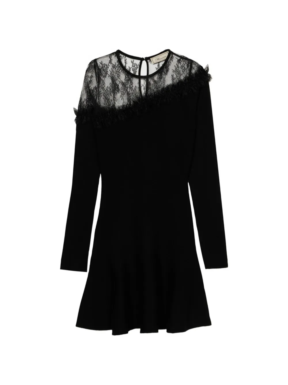 Blumarine Lace-panelled Ruffled Midi Dress In Black