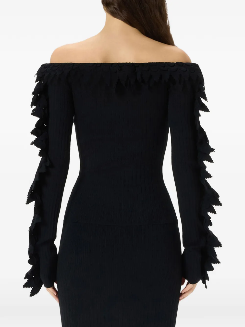 Blumarine Ribgebreide trui met ruches Zwart
