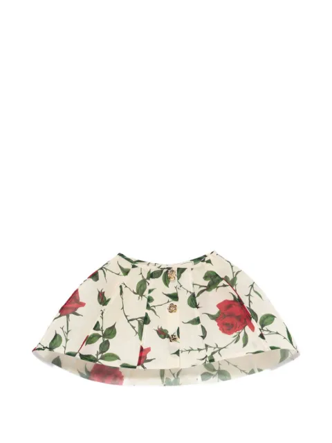 Blumarine falda corta con pliegues y rosas estampadas