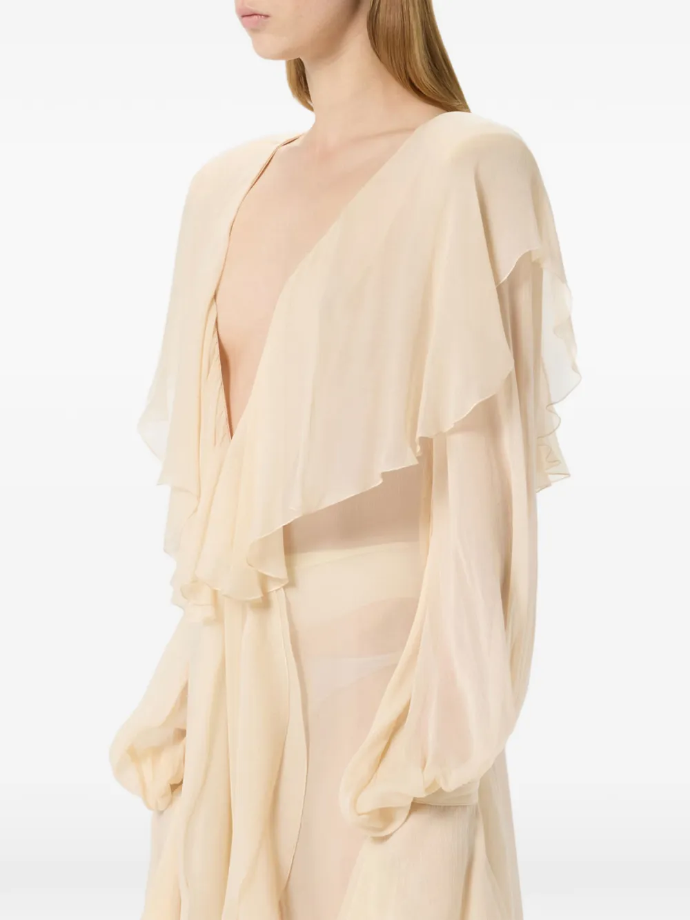Blumarine Maxi-jurk met ruches Beige