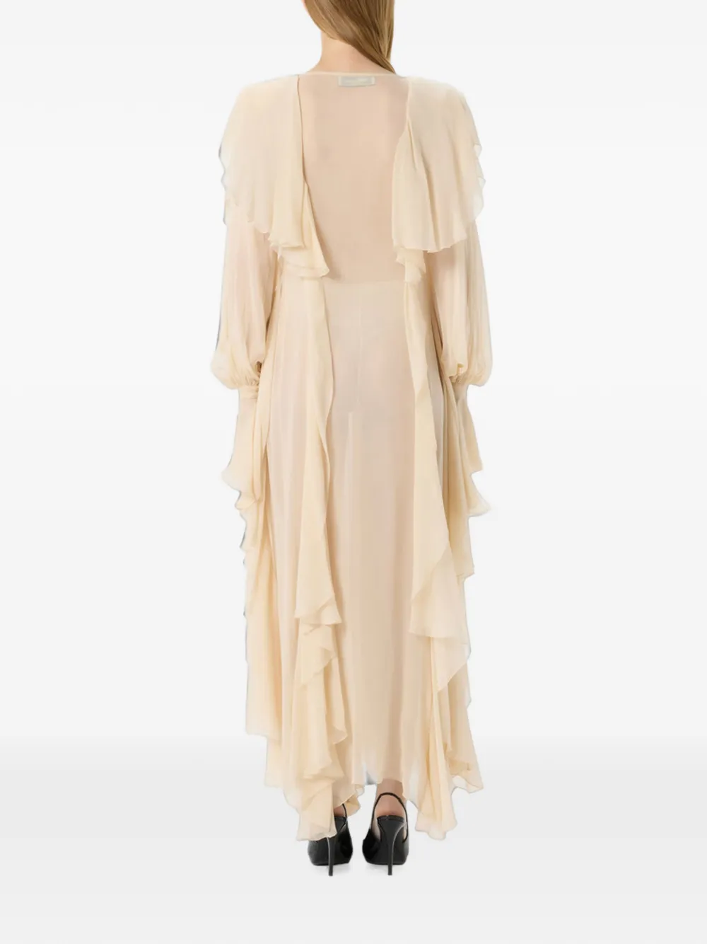 Blumarine Maxi-jurk met ruches Beige