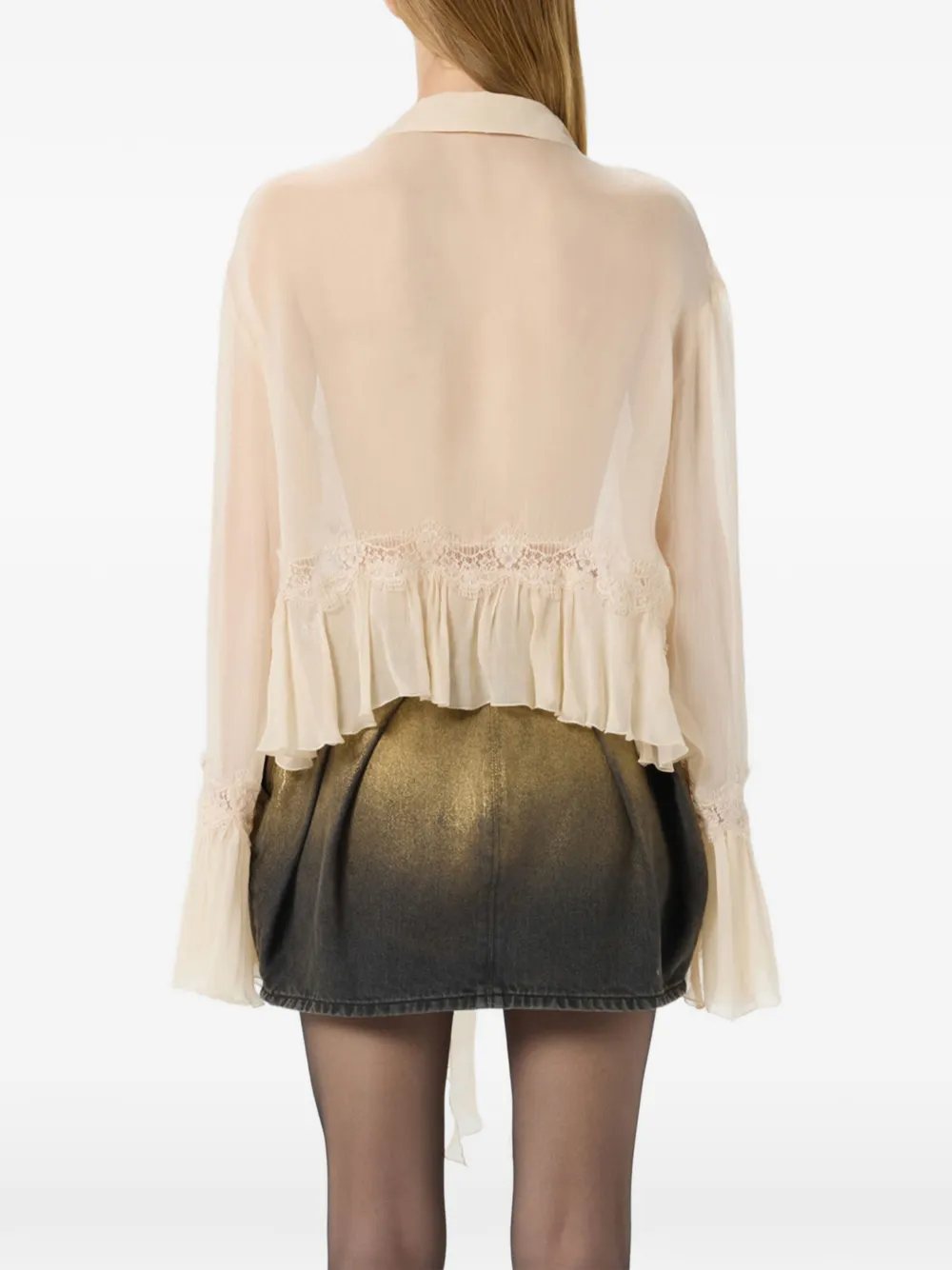 Blumarine Shirt met afwerking van kant Beige