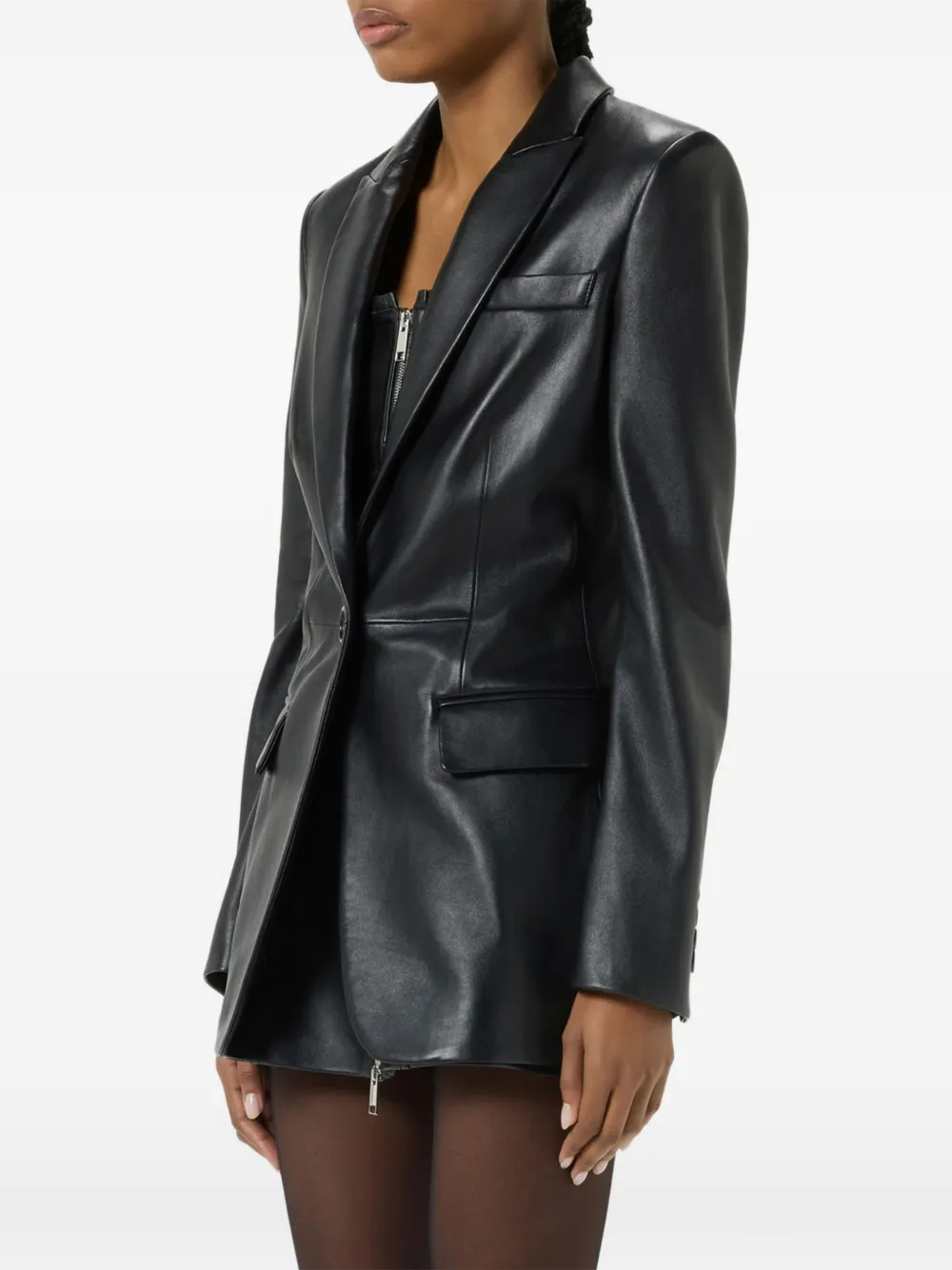 Blumarine Leren jack Zwart