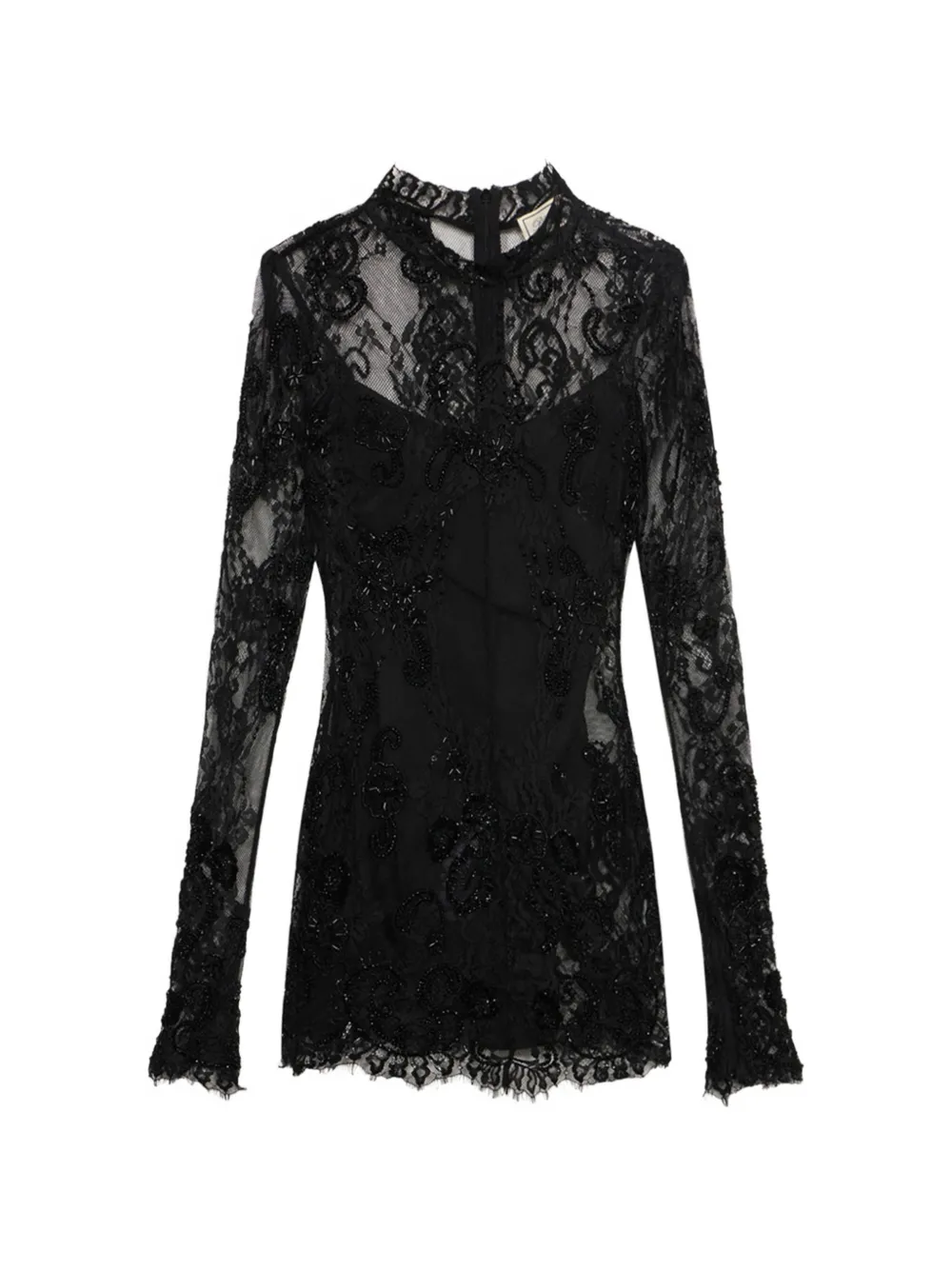 Blumarine embroidered lace-overlay midi dress