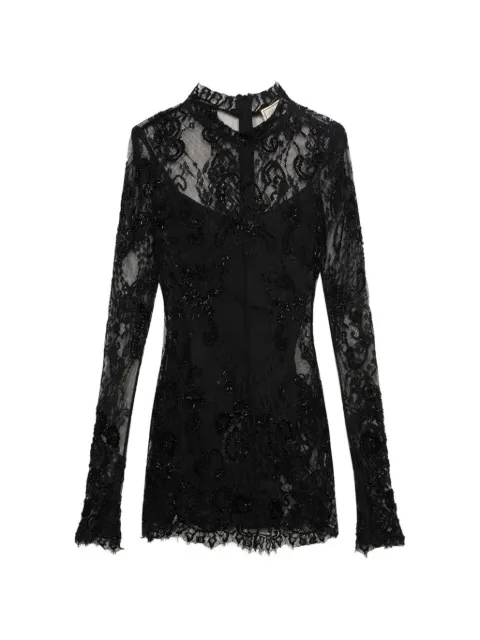 Blumarine embroidered lace-overlay midi dress