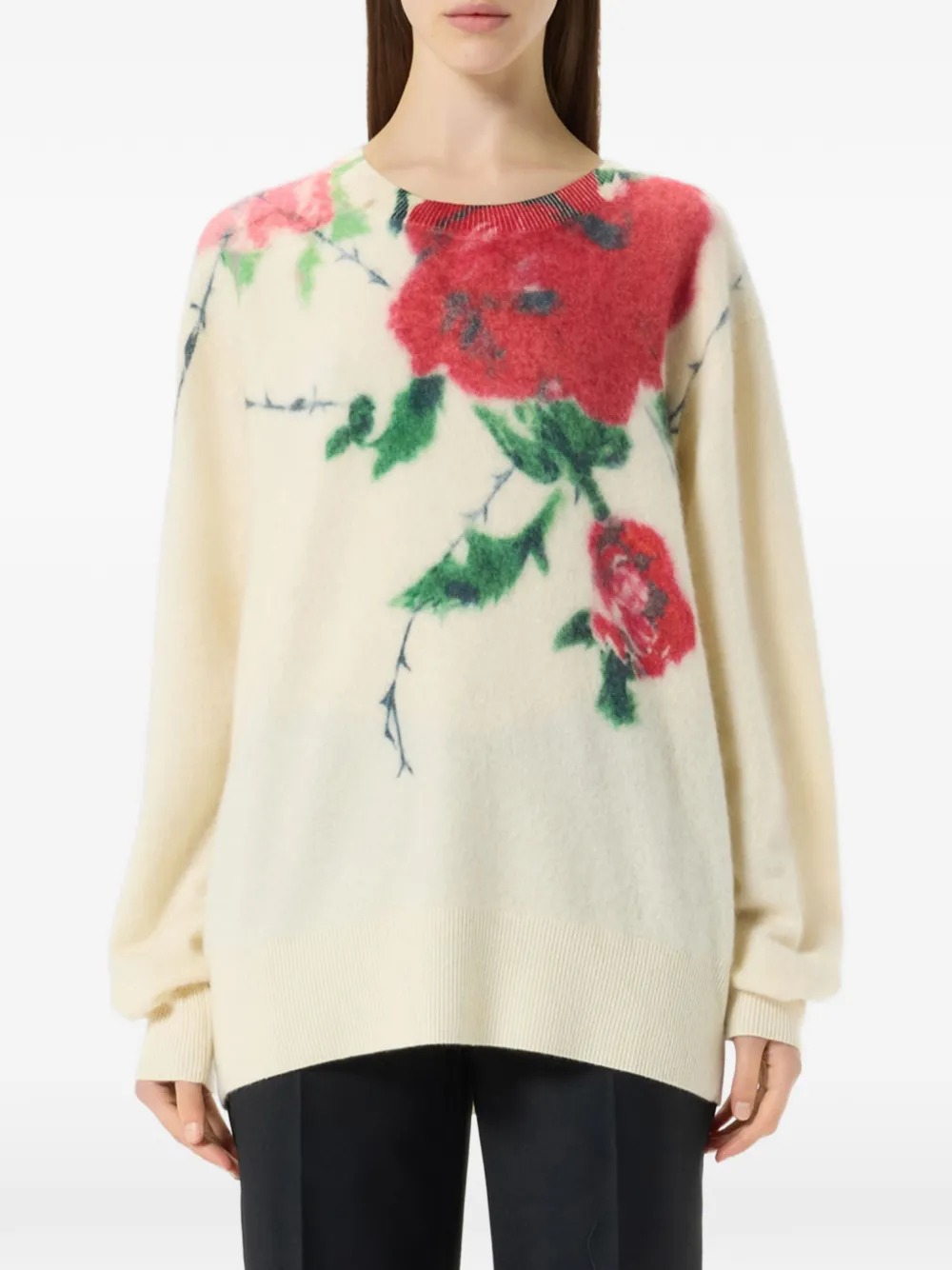 Blumarine Trui met bloemenprint Beige