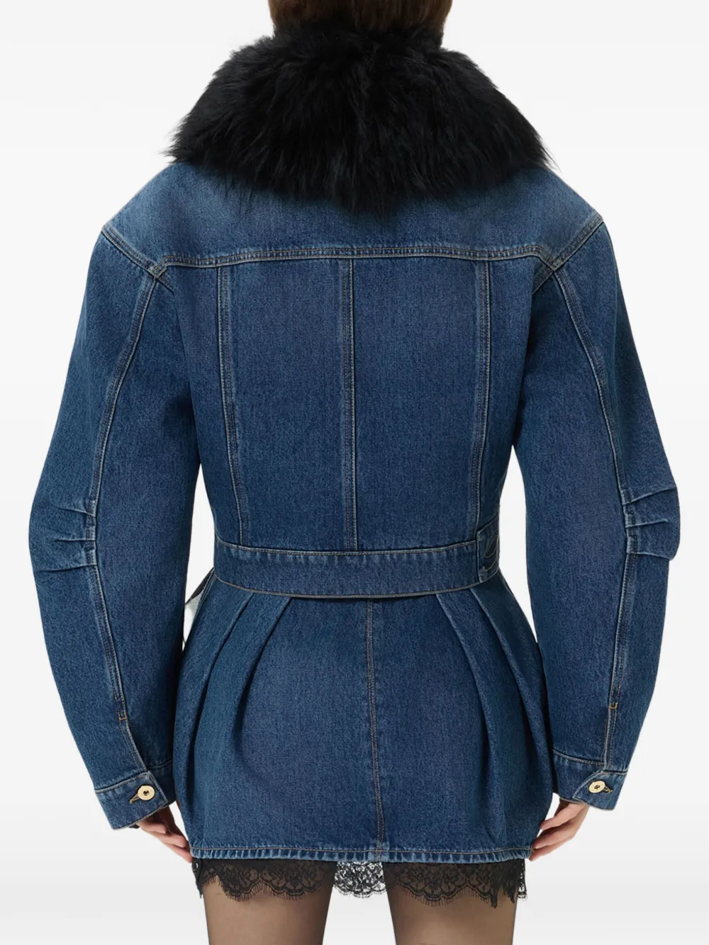 Blumarine Spijkerjack met kraag van imitatiebont Blauw