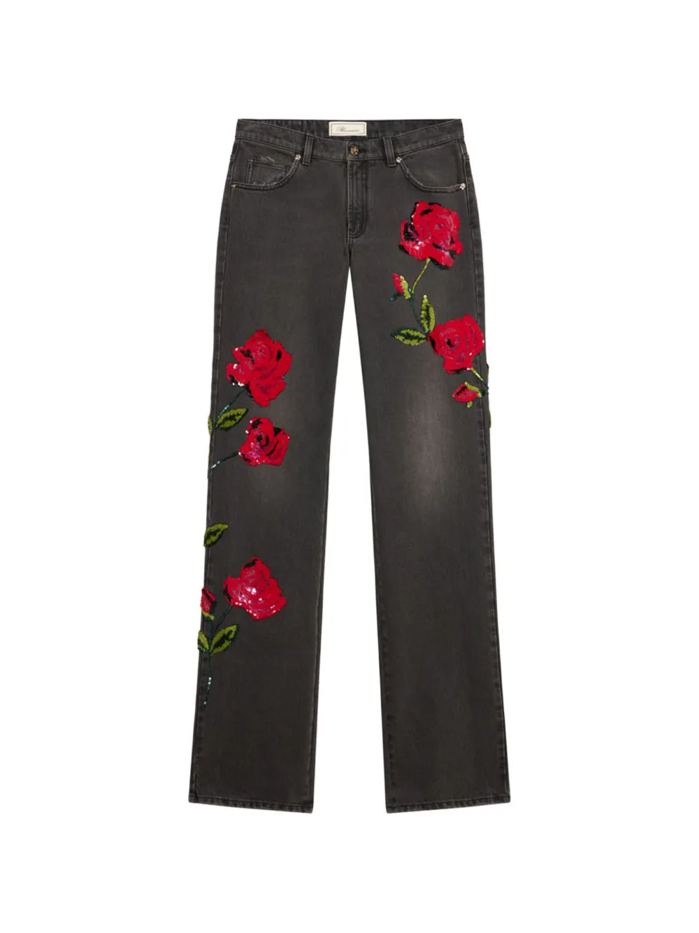 Blumarine Wide-Leg-Jeans mit Pailletten - Grau