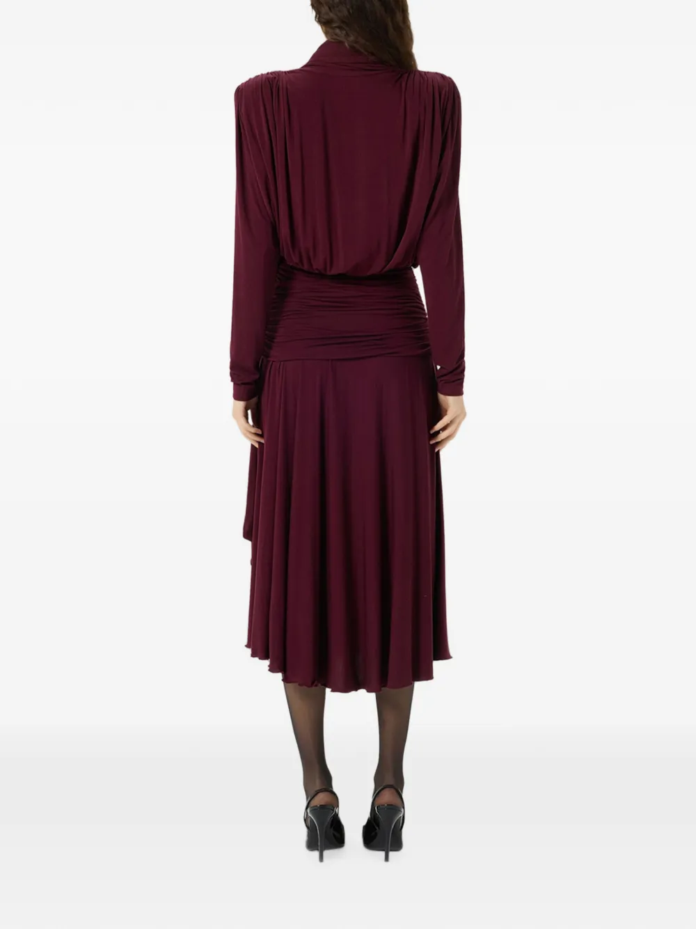Blumarine Gedrapeerde midi-jurk met stola Paars