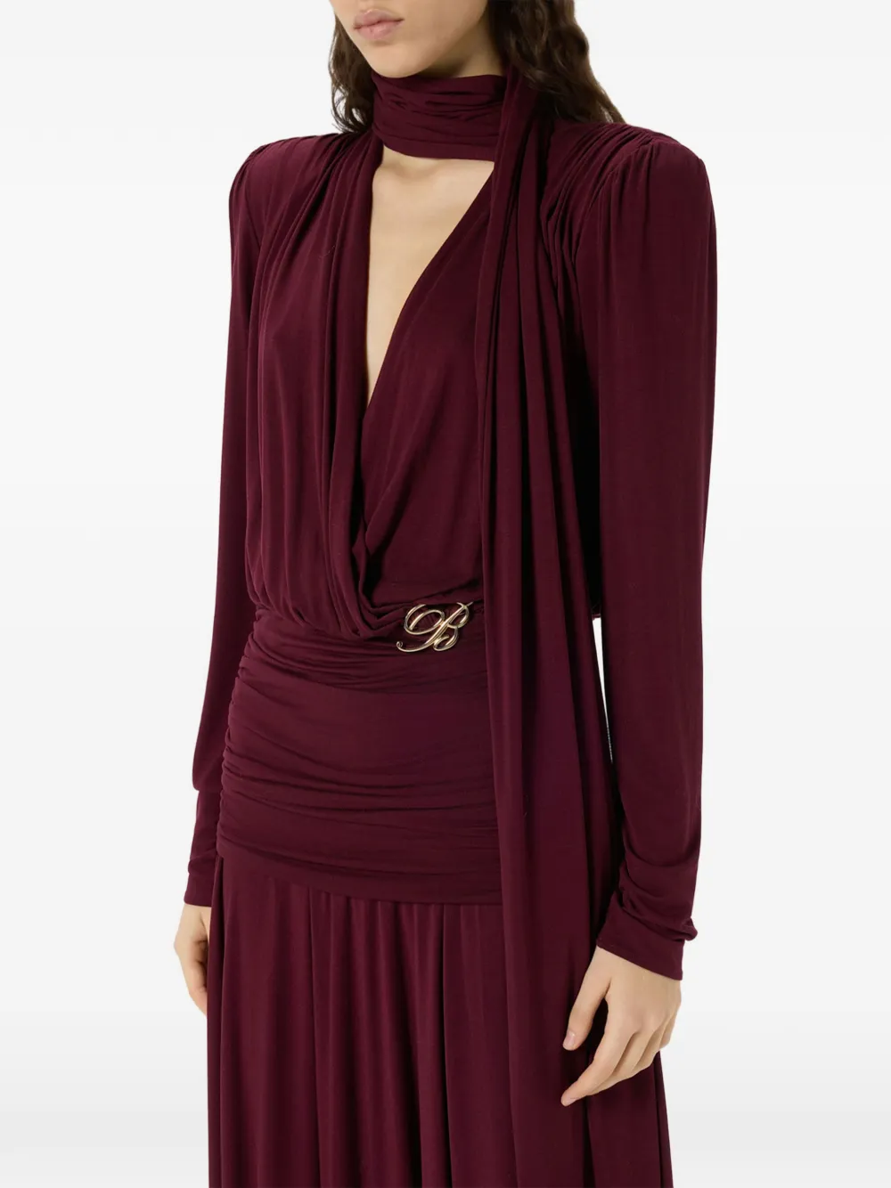 Blumarine Gedrapeerde midi-jurk met stola Paars