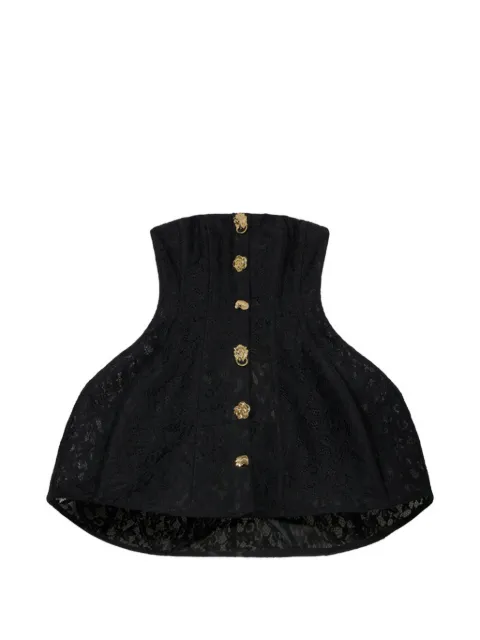 Blumarine floral-lace strapless mini dress