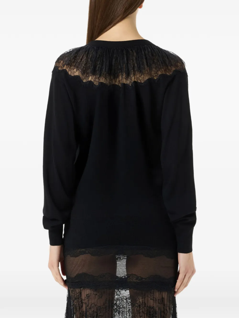 Blumarine Vest met kanten afwerking en ruches Zwart