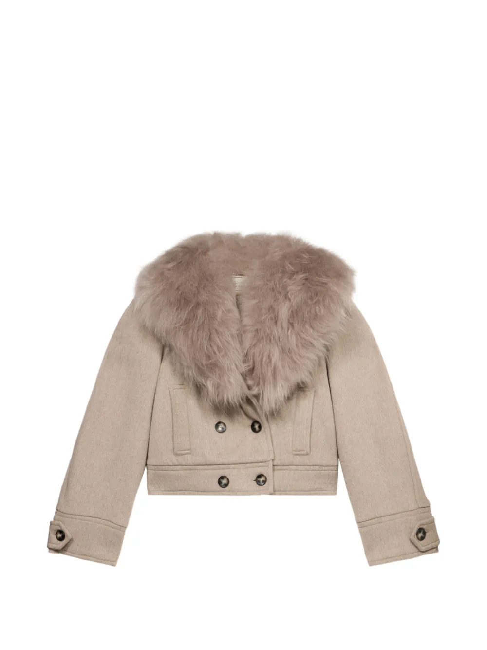 Blumarine double-breasted faux-fur collar coat