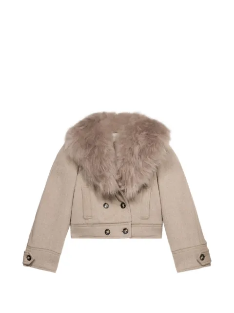Blumarine double-breasted faux-fur collar coat