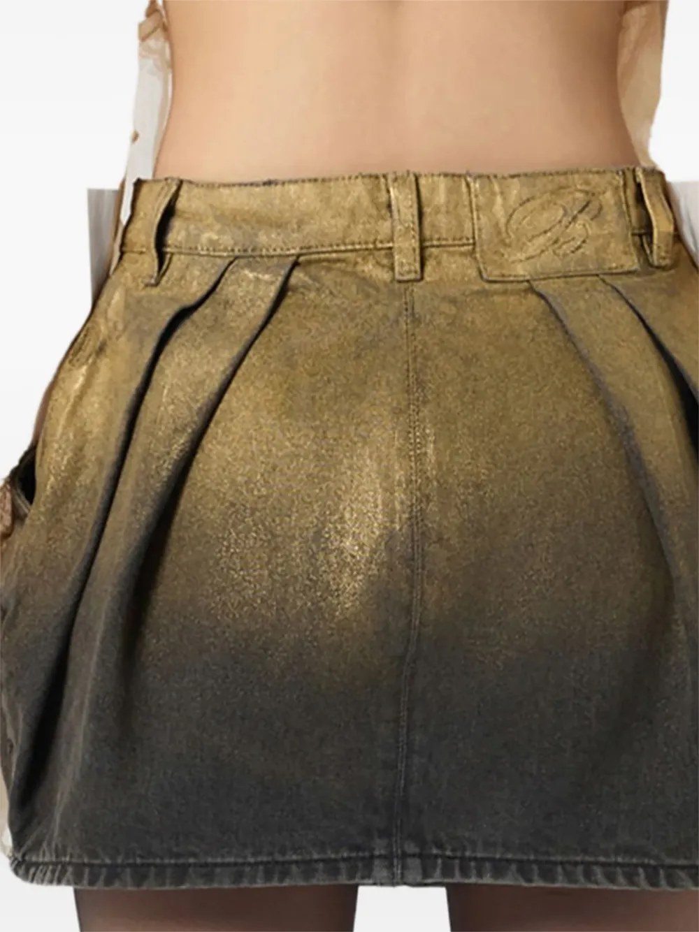 Blumarine Mini-plooirok met geverfd effect Goud