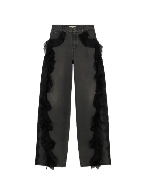 Blumarine lace-trim ruffled jeans