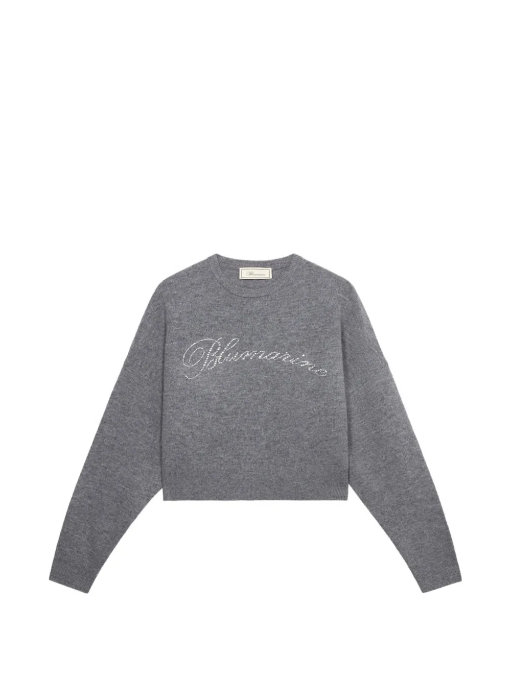Blumarine rhinestone-logo wool sweater - Grau