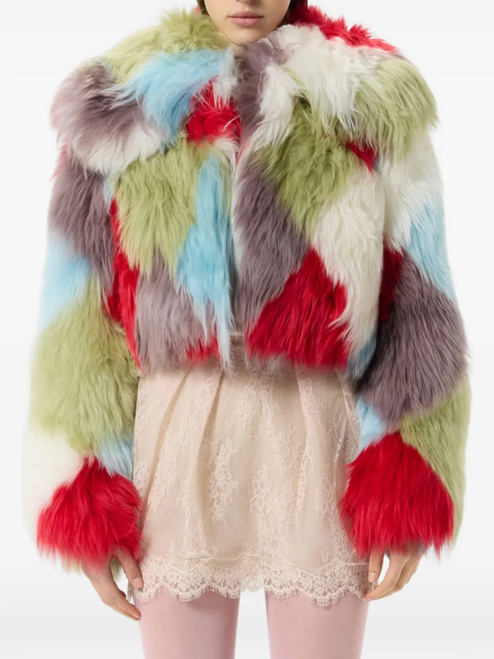 Blumarine Jack van bont met intarsia-design Wit