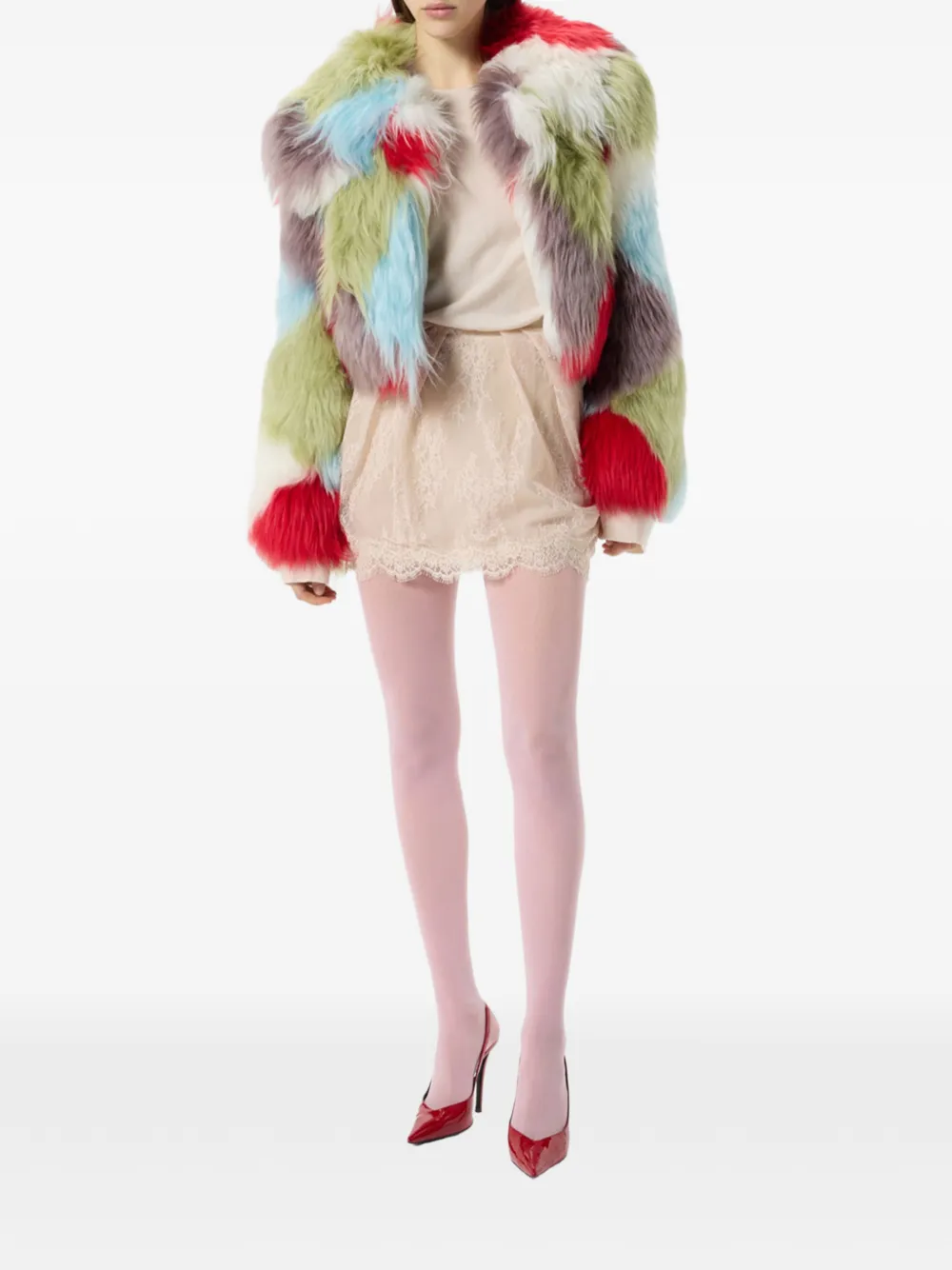 Blumarine Jack van bont met intarsia-design Wit