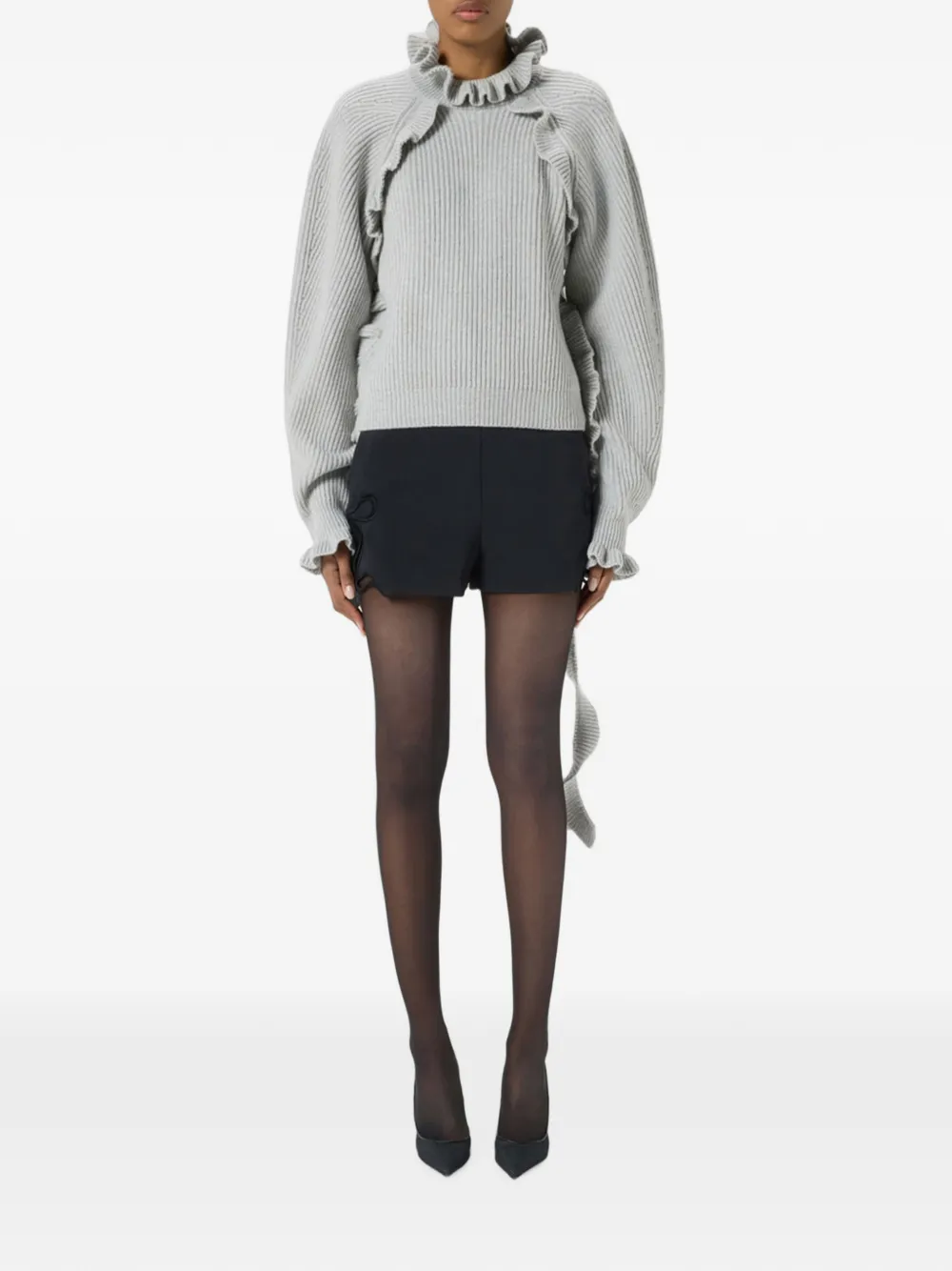 Blumarine Wollen trui met ruches Grijs
