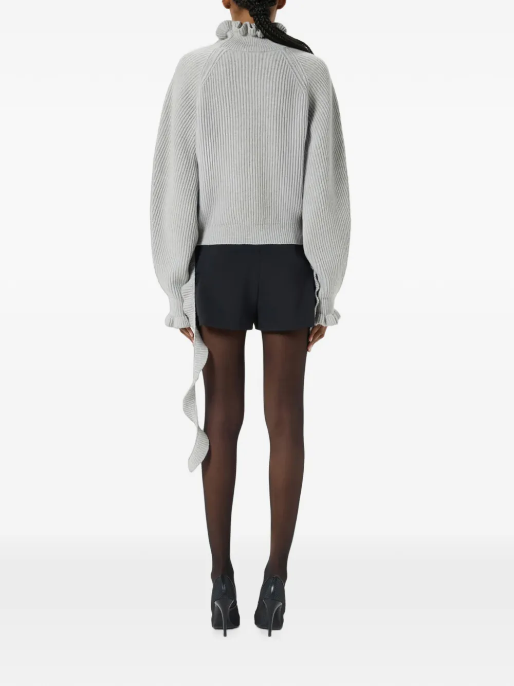 Blumarine Wollen trui met ruches Grijs