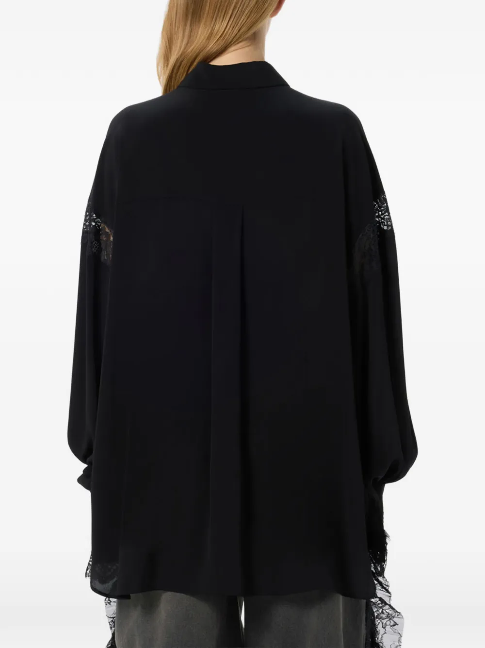 Blumarine Blouse met kanten vlakken Zwart