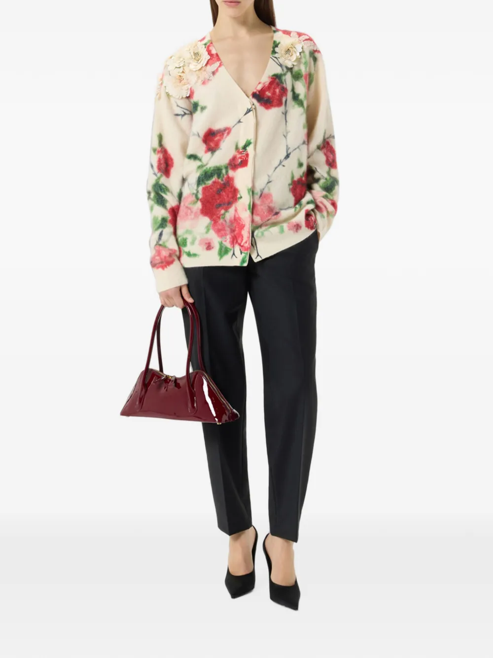 Blumarine Sweater verfraaid met pailletten en bloemenprint Beige