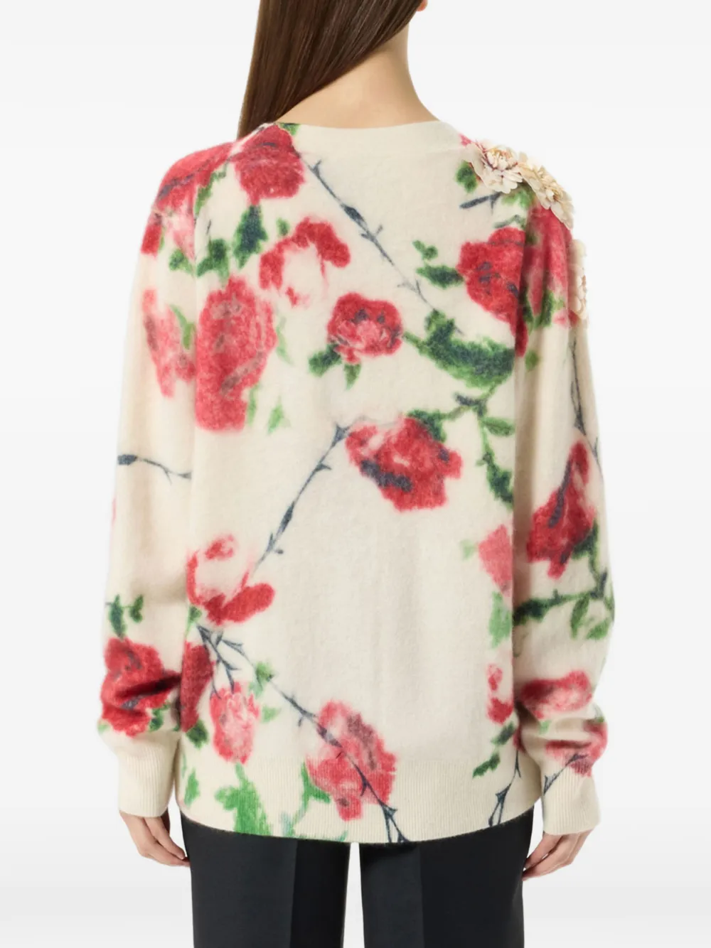 Blumarine Sweater verfraaid met pailletten en bloemenprint Beige