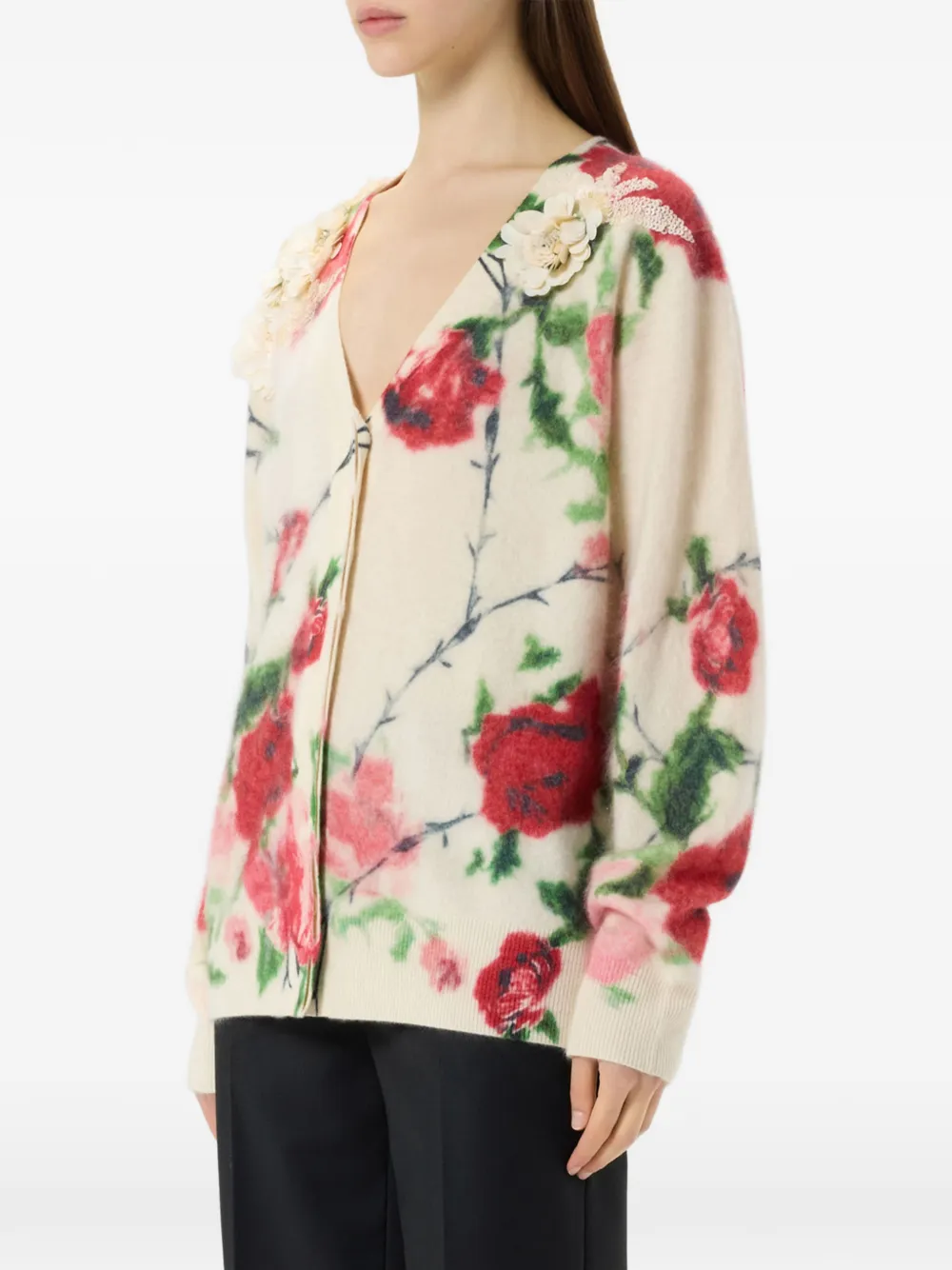Blumarine Sweater verfraaid met pailletten en bloemenprint Beige