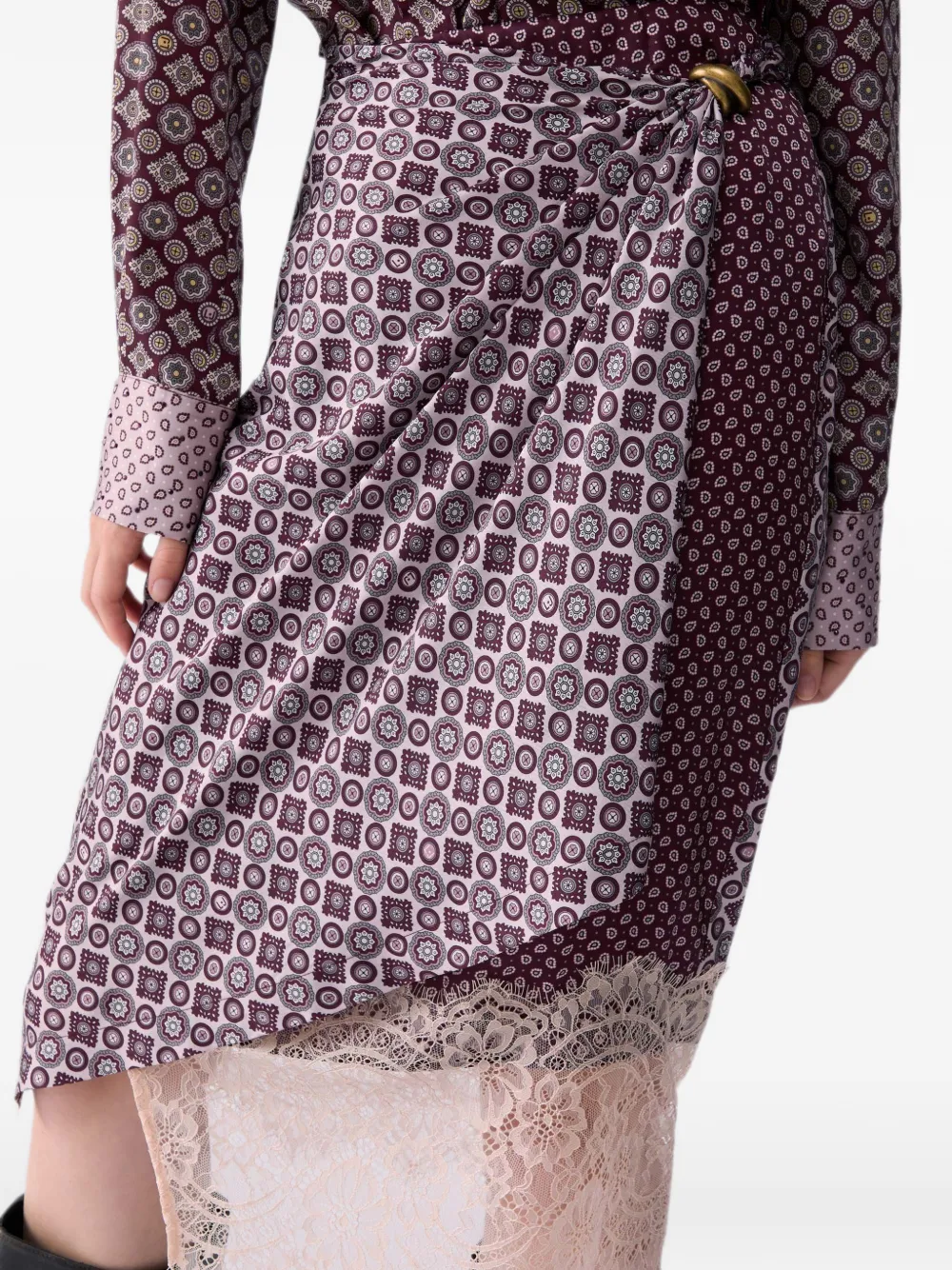 LIU JO Midi-rok met kanten details Paars