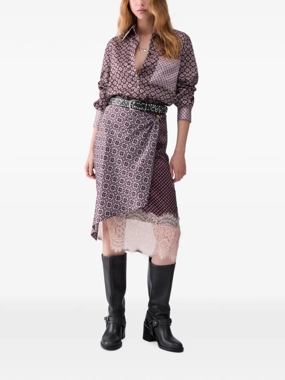 LIU JO Midi-rok met kanten details Paars