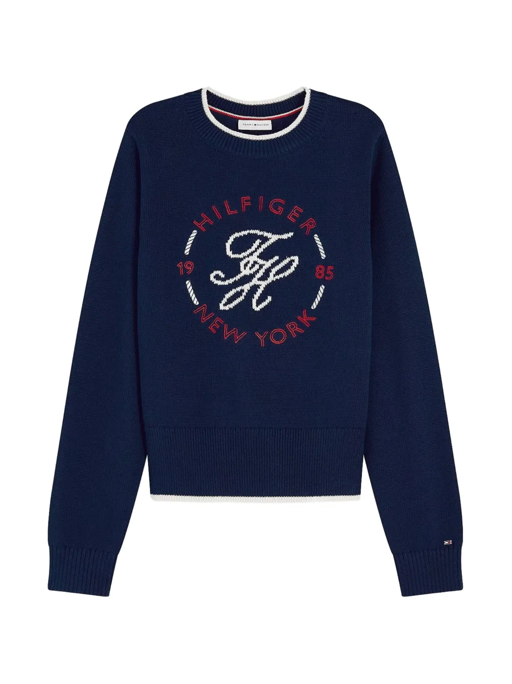 Tommy Hilfiger logo-embroidered contrast-trim sweater - Blau