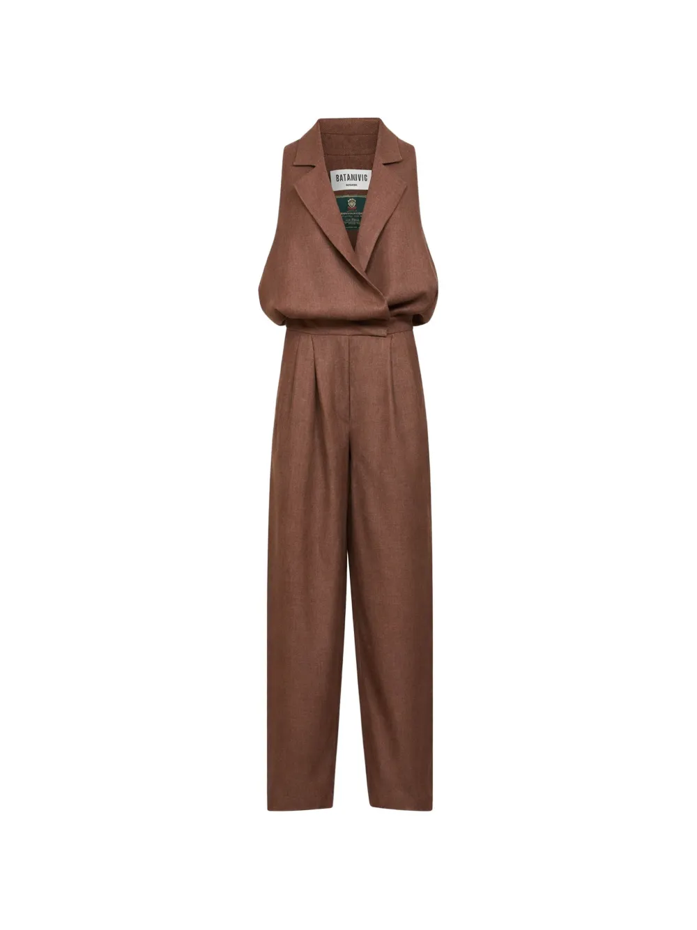 Batakovic Belgrade Rasty Wrap-front Sleeveless Jumpsuit In Brown